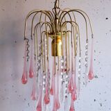 Murano crystal drop chandelier in pink