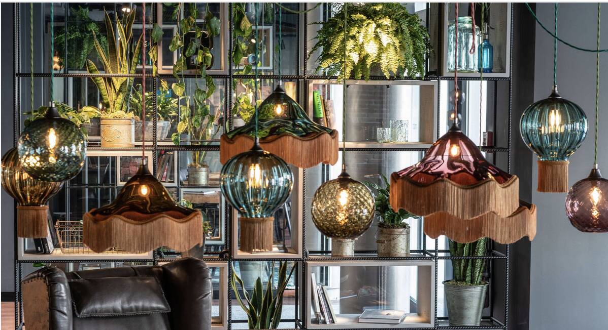 Fringed blown glass pendant