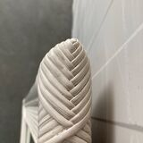 Miroir vintage en rotin et bambou blanc cassé, années 70/80