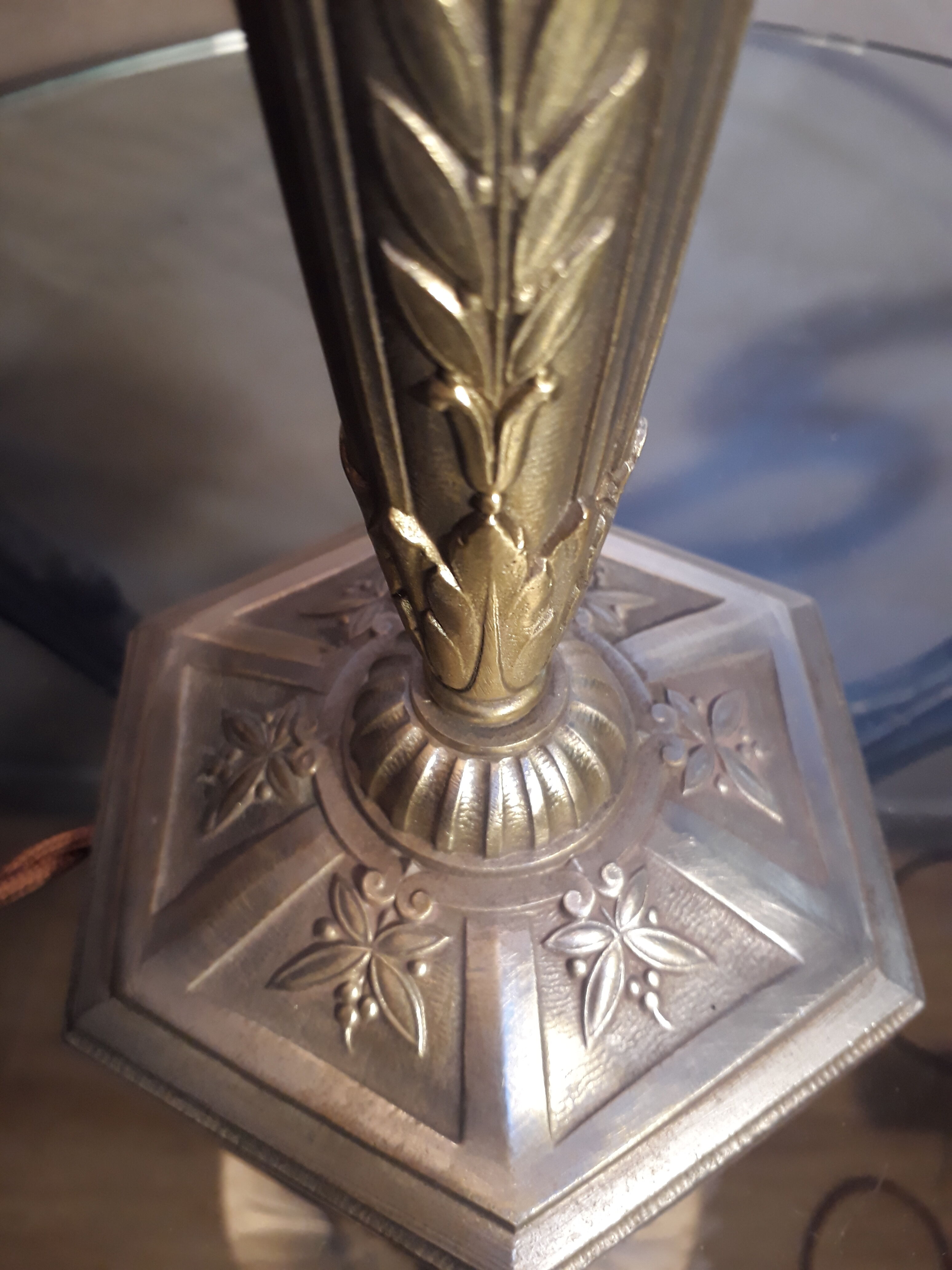 Large silver bronze lamp 1900 art nouveau with its ce standard electric day offal