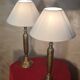 Pair of large solid brass lamps 1940, off-white lampshade 50x25