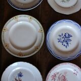 6 mismatched flat plates Fontanges Marsac Longwy Digoin