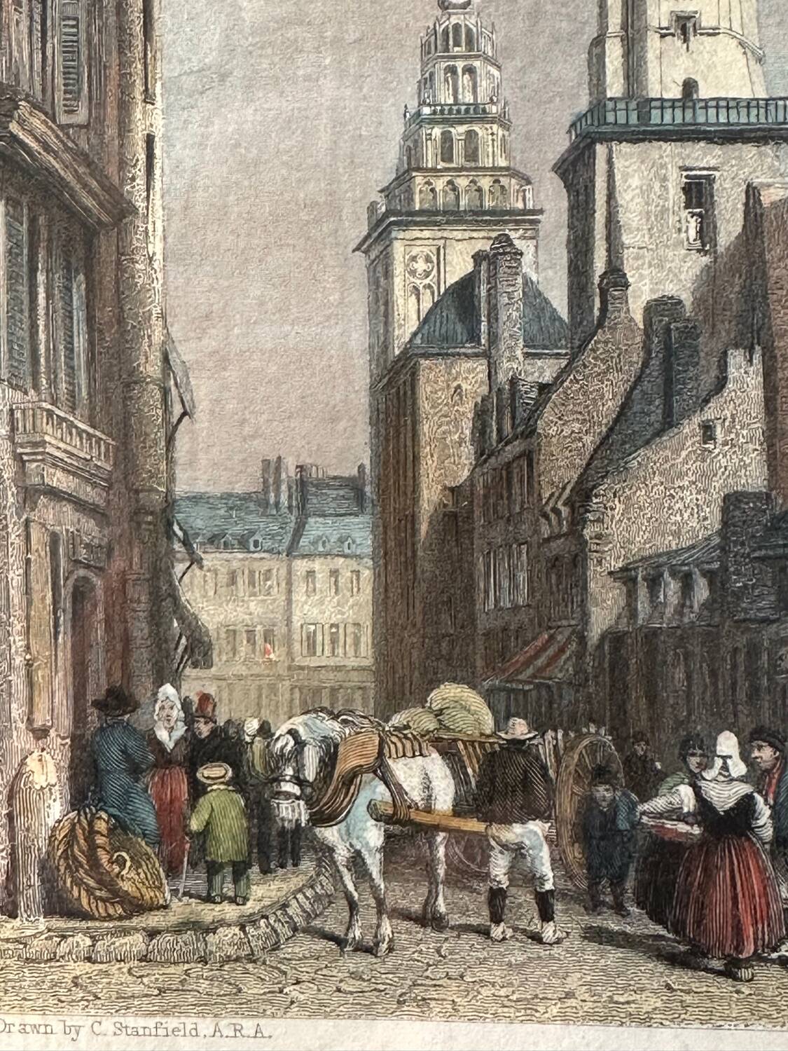 Calais 1834 - Original Engraving by JT Willmore - drawing by C. Stanfield
