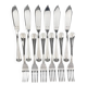 Christofle Atlantide – 6 fish cutlery sets in silver-plated metal (12 pieces)
