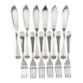 Christofle Atlantide – 6 fish cutlery sets in silver-plated metal (12 pieces)