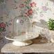 Short antique Longchamp stand with polychrome daisies in earthenware.