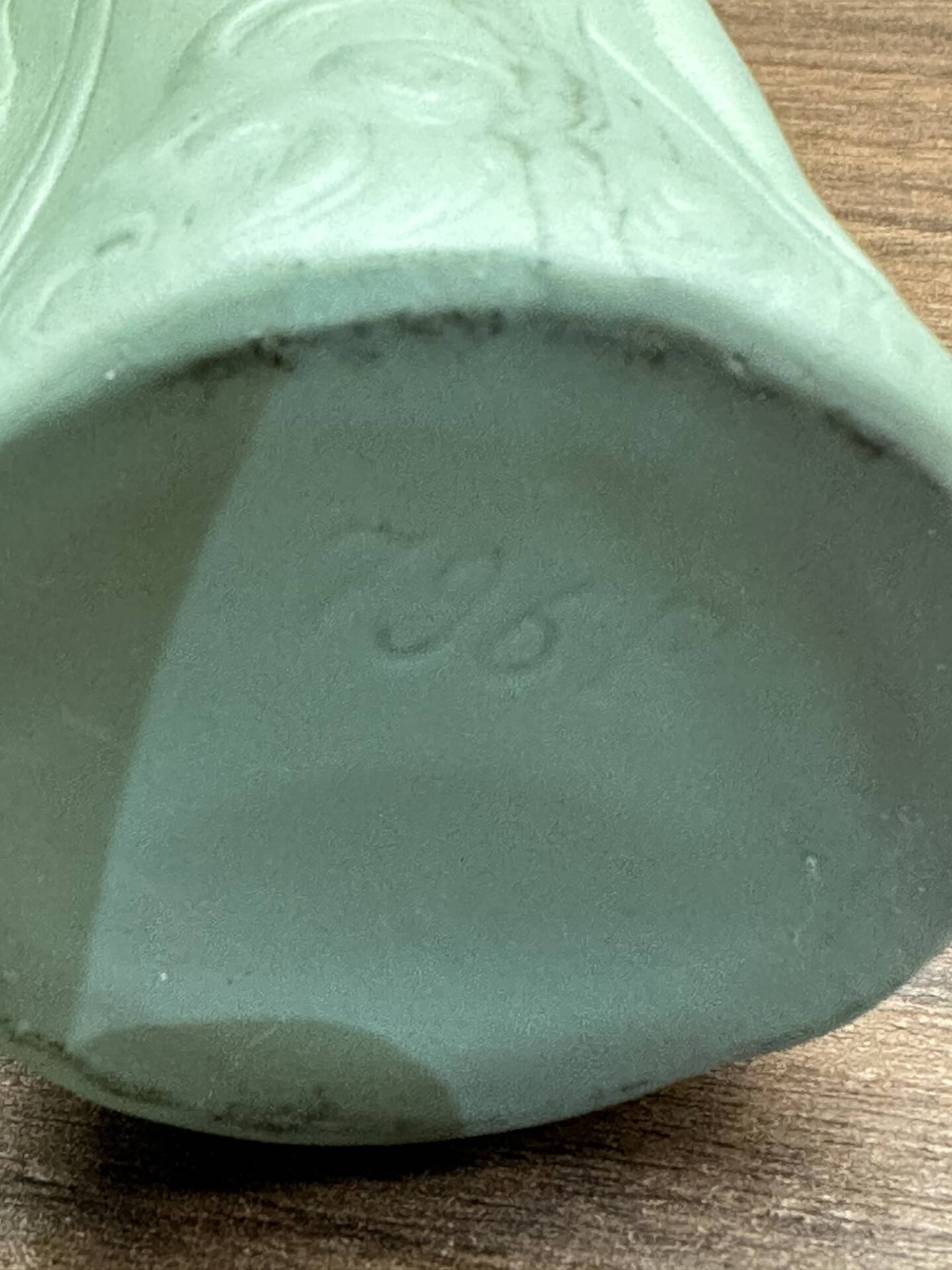 Small green Wedgwood vase art nouveau decor