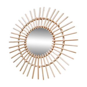 miroir soleil Rotin