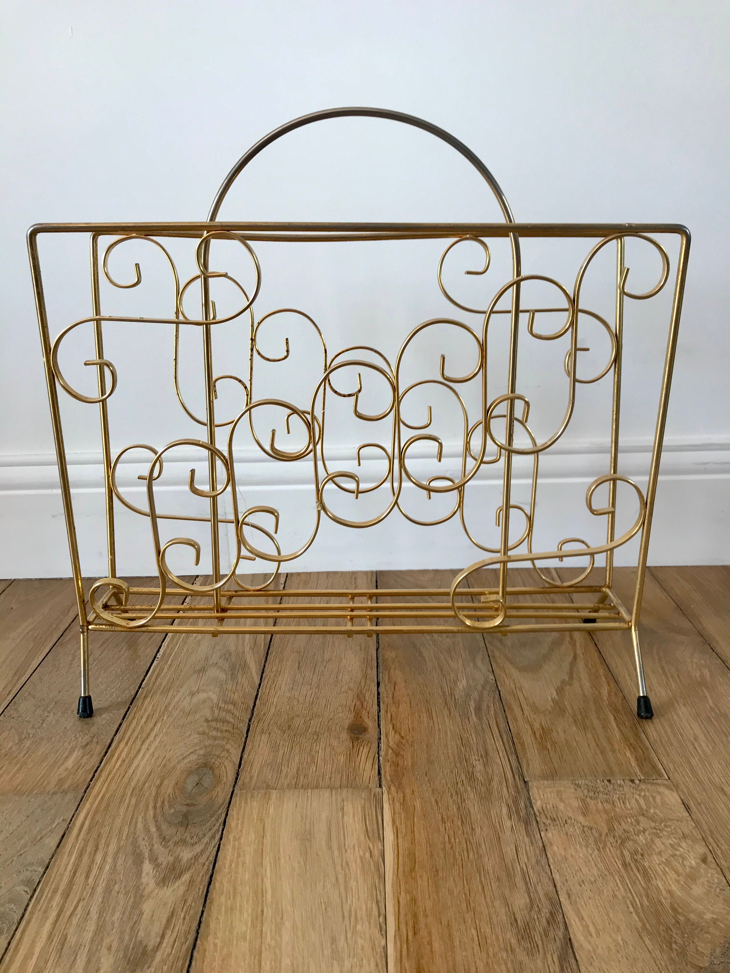 Golden metal magazine holder 60s