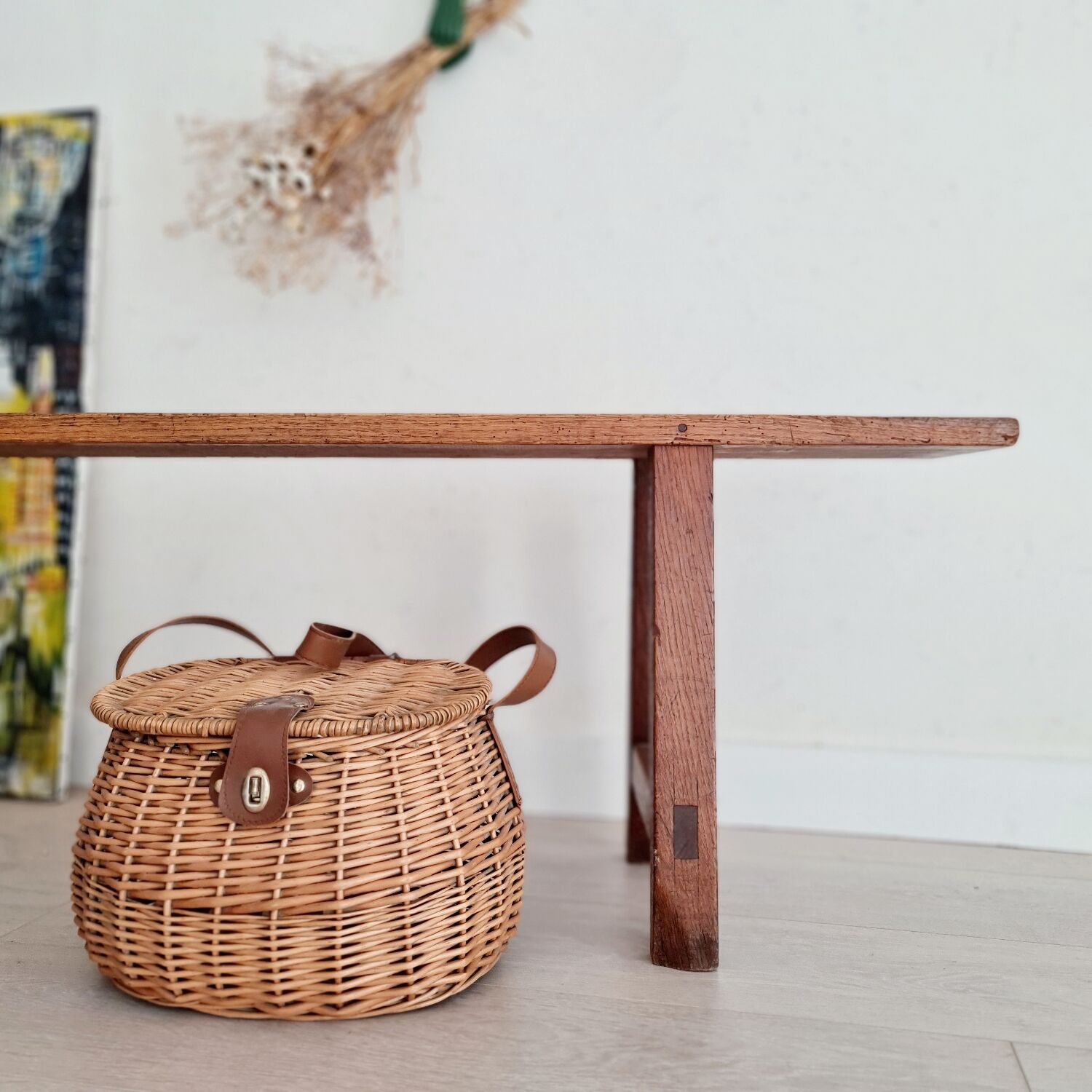 Old wooden farm bench