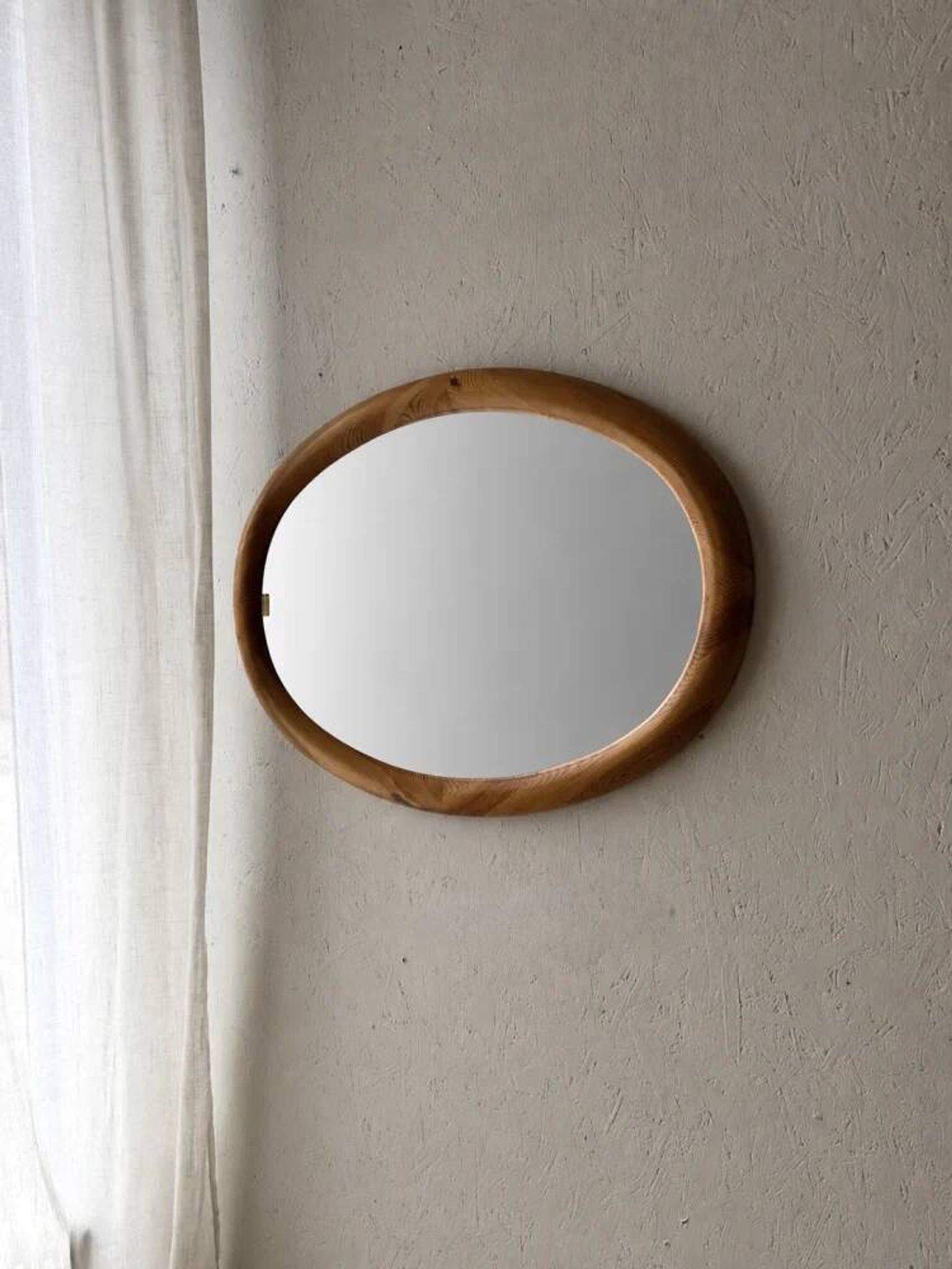 Miroir ovale en pin Glasmaster Markaryd Suède années 1970