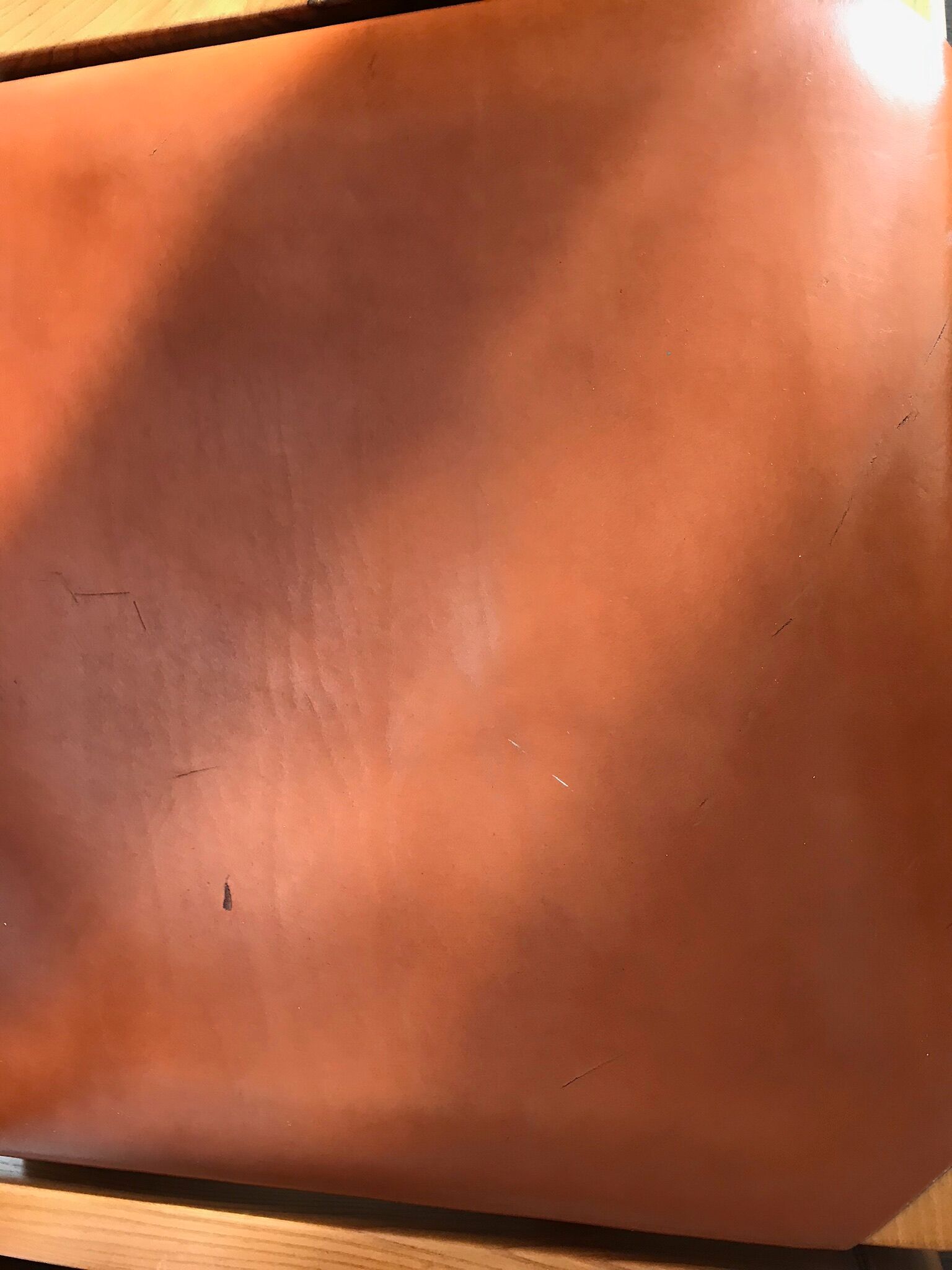 Set of 4 elm chairs and leather, 80s