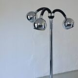 Lampadaire chromé à 3 bras, style futuriste | Italie | Années 1970