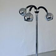 Chrome 3-arm space-age floor lamp | Italy | 1970s