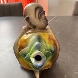 Vintage pitcher theiere earthenware saint clément monkey on pineapple