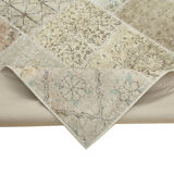 Handmade Anatolian Overdyed 173 cm x 240 cm Beige Patchwork Carpet