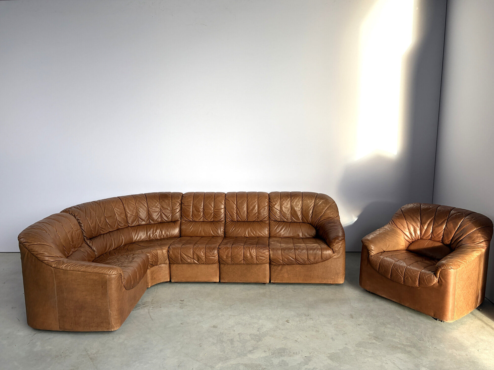 Vintage brown leather modular sofa by, 1970s