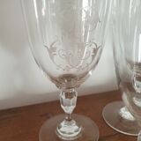 Set of 5 old screen-printed glasses