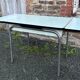 JPP pale green formica table, 4 chairs, 1 stool, 1950s