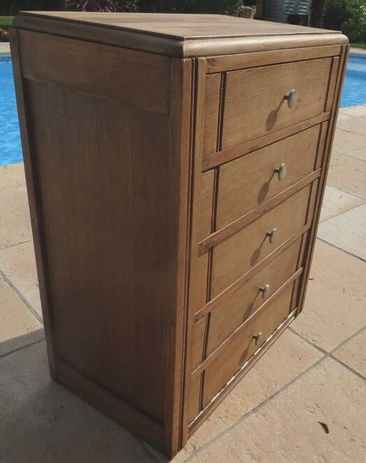 Antique upholsterer furniture with 3 drawers and a false drawer door – Completely restored