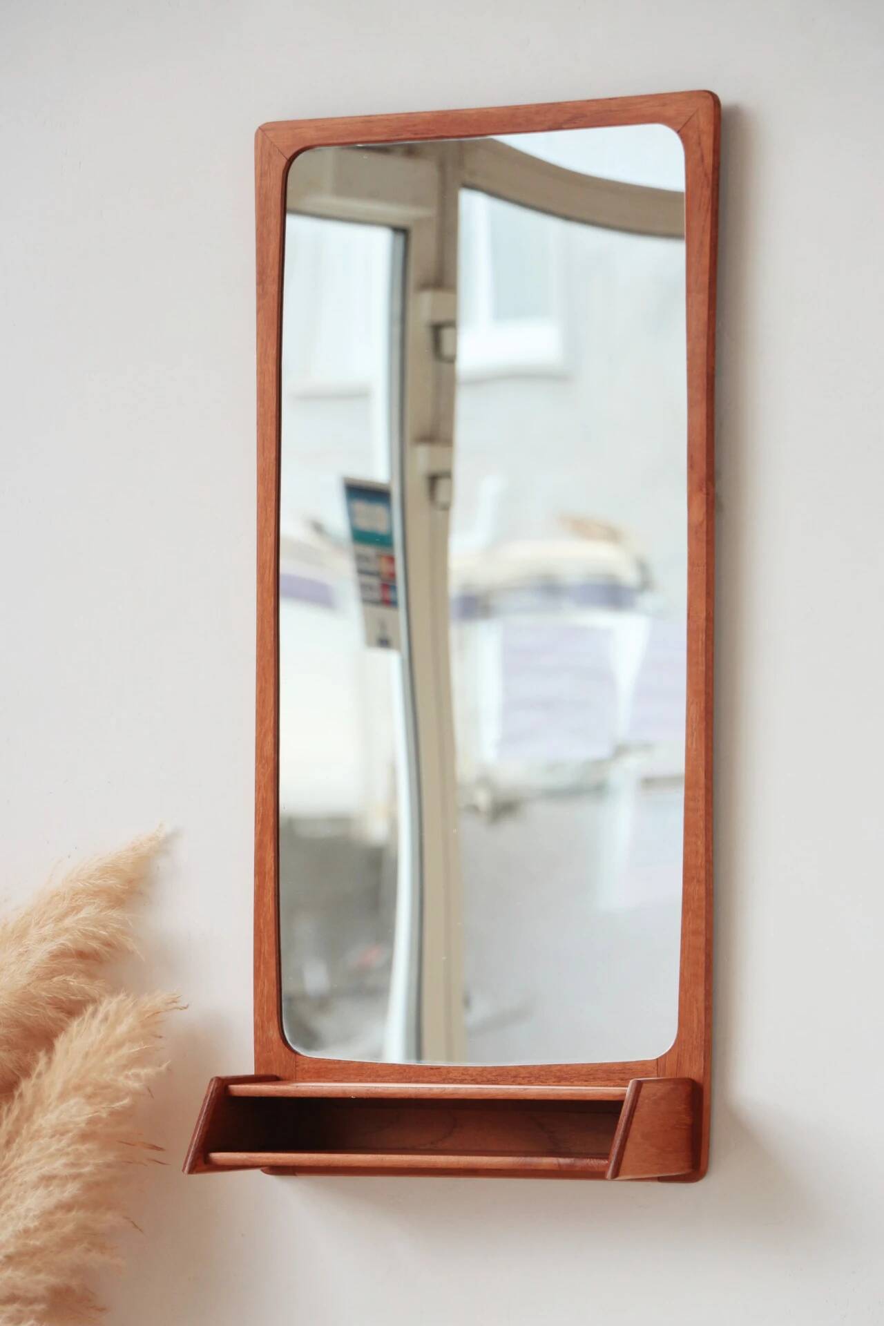 Teak mirror with shelf | Vintage 1960s Danish design