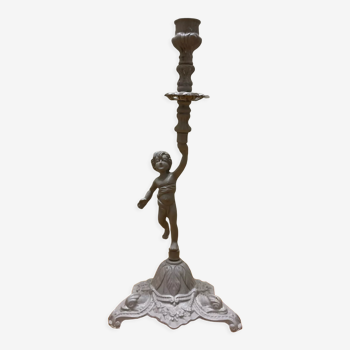 Brass candle holder angelot cherub period 19th century