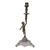 Brass candle holder angelot cherub period 19th century