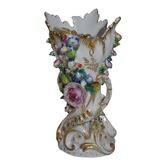 Vase décor barbotine peint main signé bleu jacob petit 1820-1840 porcelaine de paris