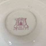 Antique large Gien vegetable soup tureen, pink landscape model, 1938/1960