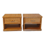 Pair of rattan bedside tables