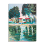 Bernard Collet: Banks of the Marne, original signed lithograph