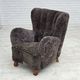 1960s, Danish design, reupholstered armchair, genuine sheepskin.