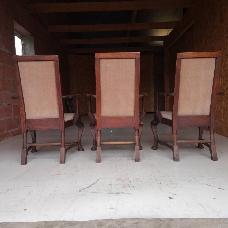3 fauteuils chippendale en chêne massif, XIXème siècle