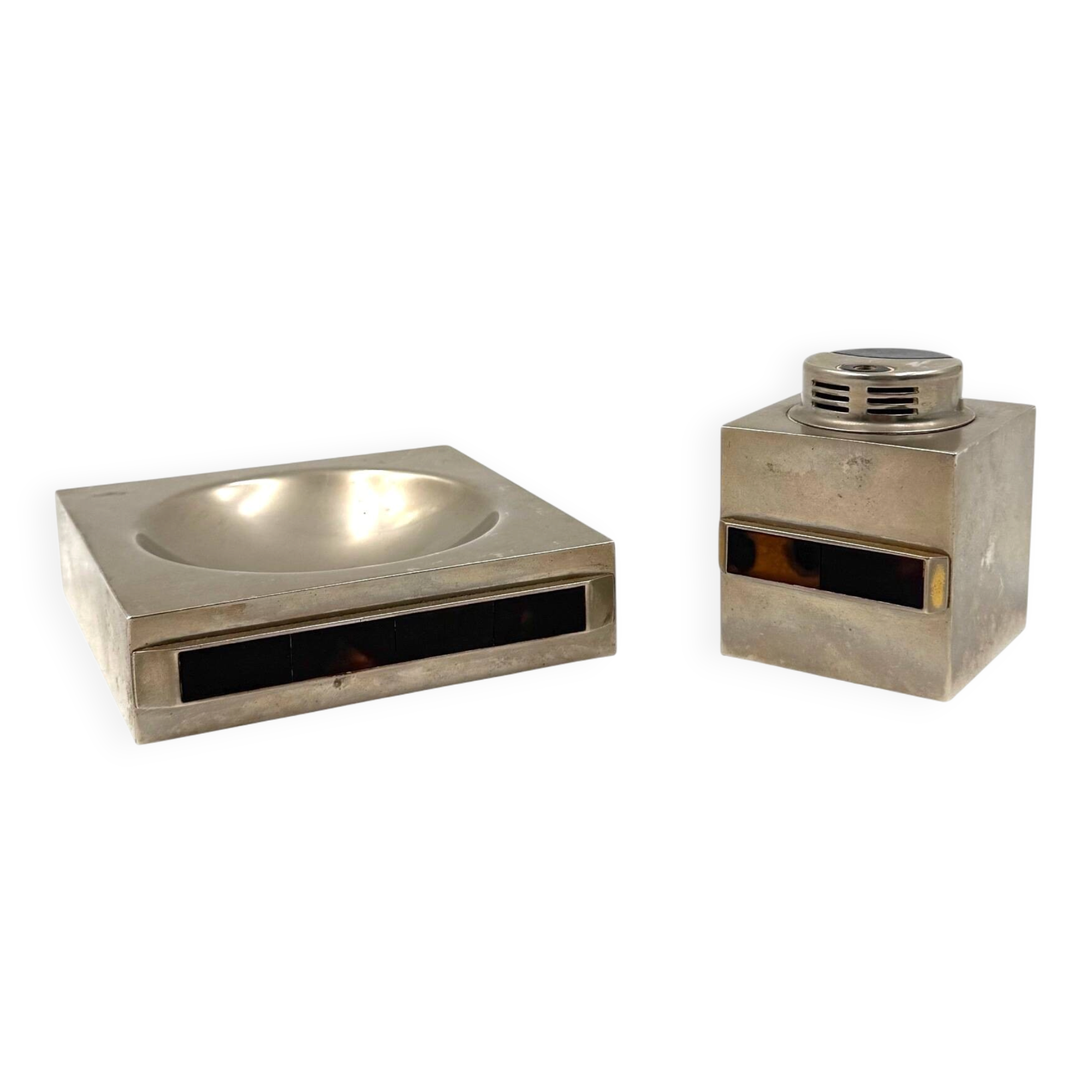 Table top smoking set, ashtray and table lighter, Italy 1970