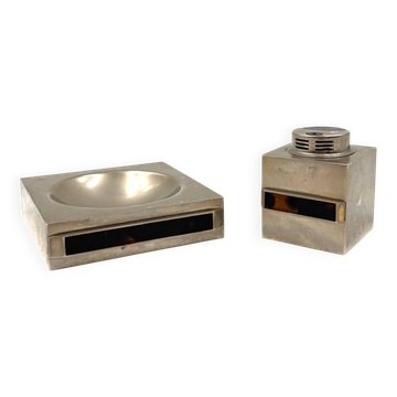 Table top smoking set, ashtray and table lighter, Italy 1970