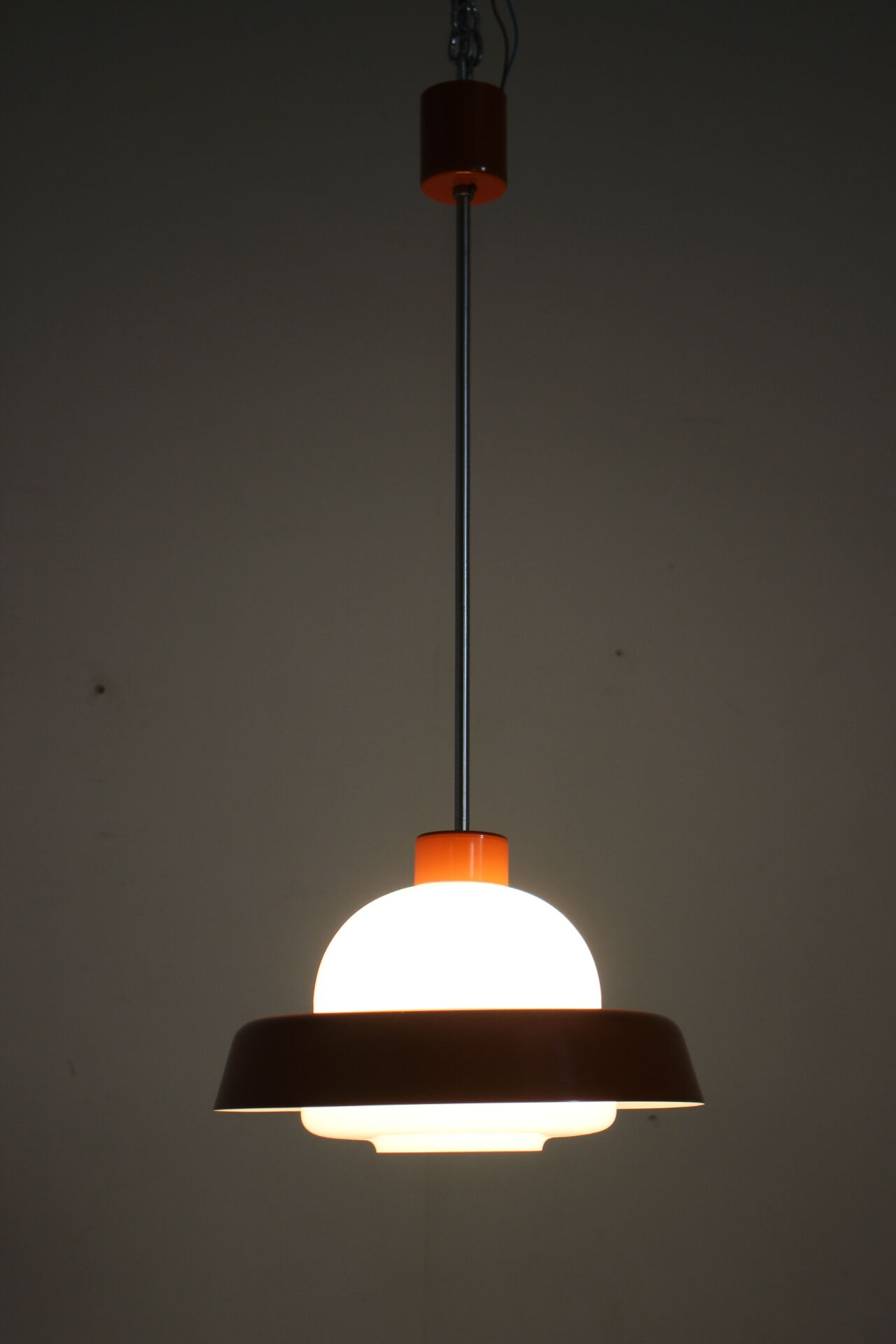 1970s Glass Pendant Lamp by Kamenicky Senov, Czechoslovakia
