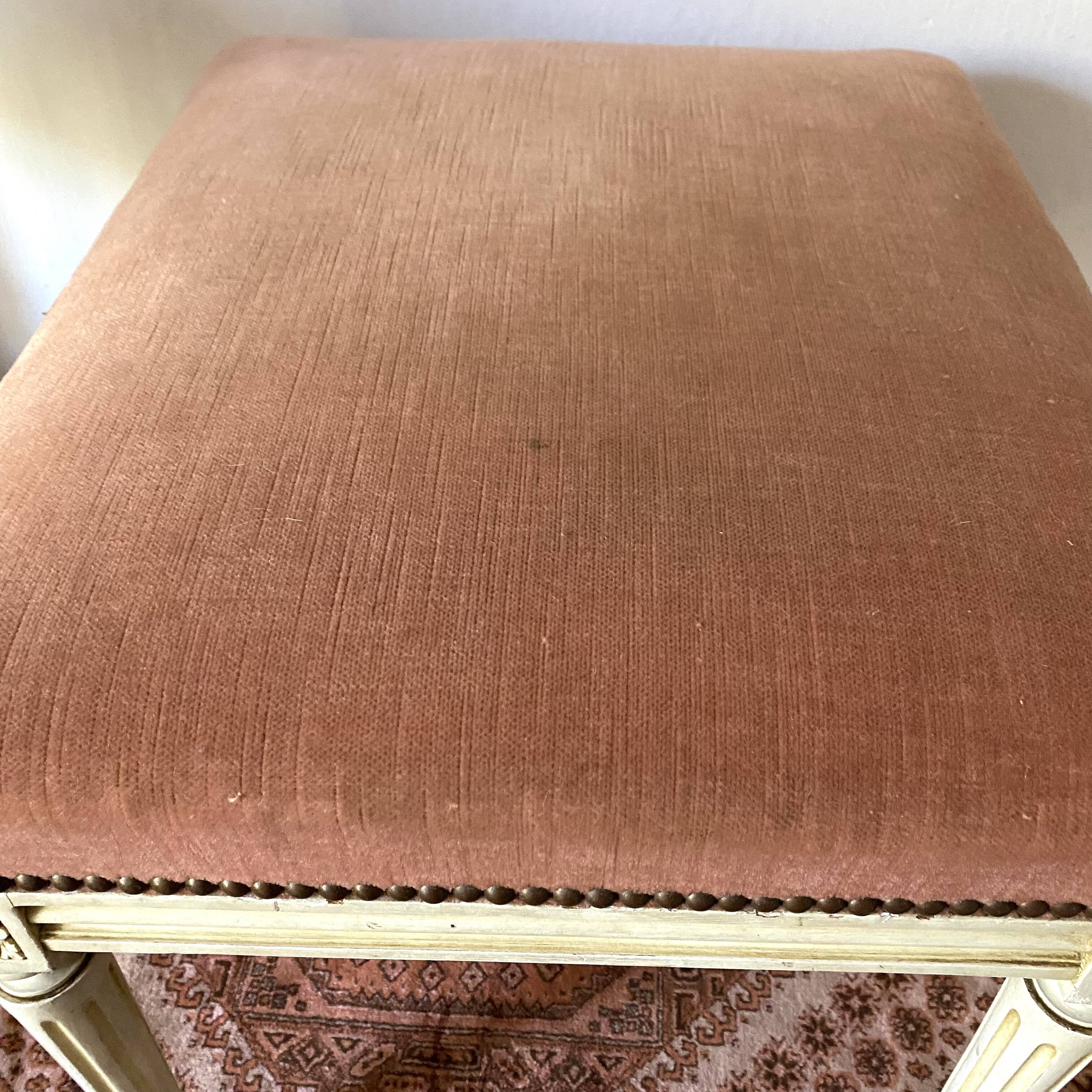 Louis XVI style stool, pink velvet