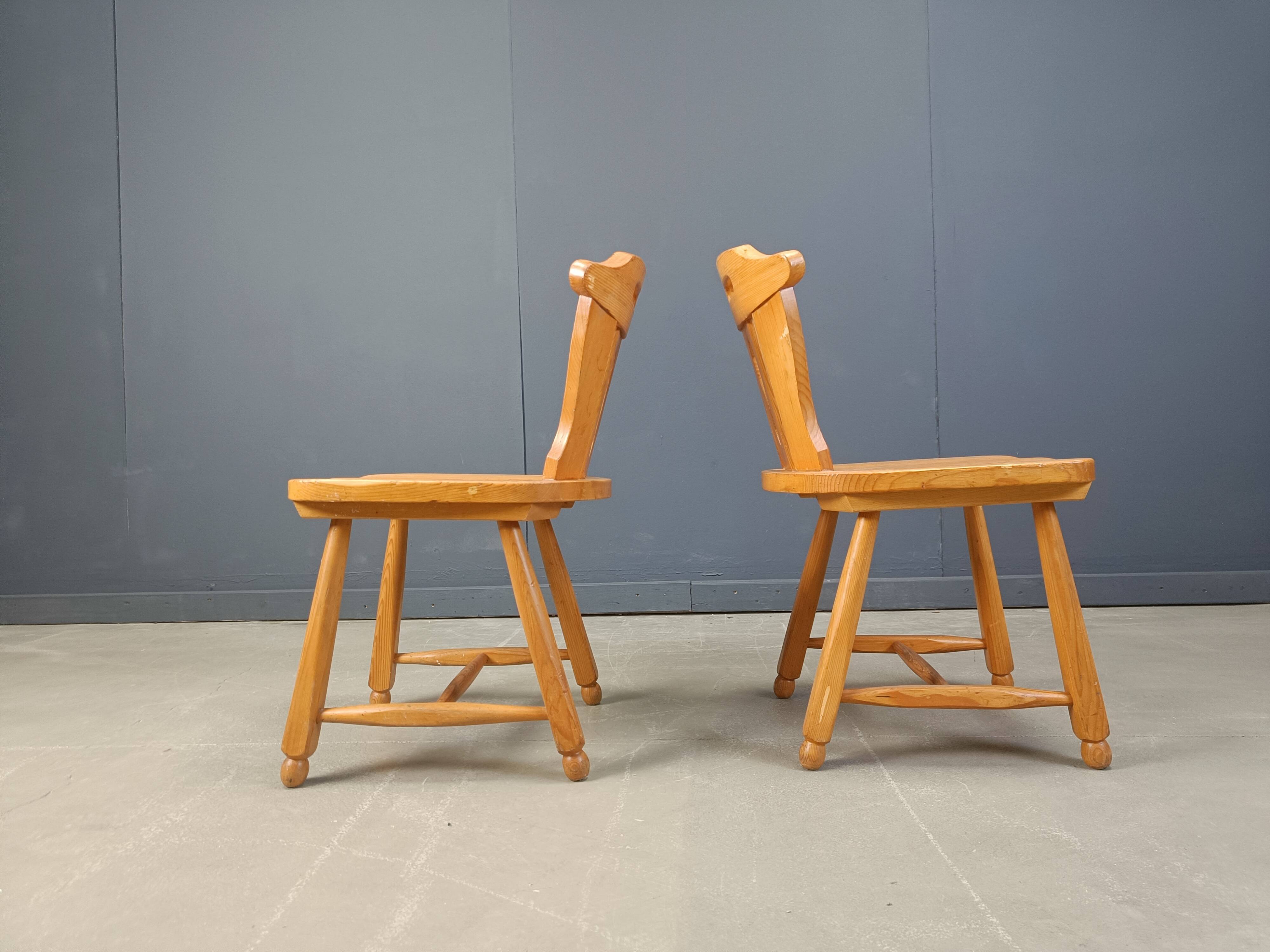 Mid century brutalist dining chairs, 1960s set of 4