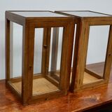 pair of faux oak shop display cabinets, circa 1920s