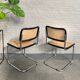 Set of 2 black cesca "s32" marcel breuer chairs - italy 1980's