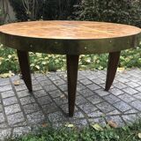 Marquetry and brass coffee table 1960