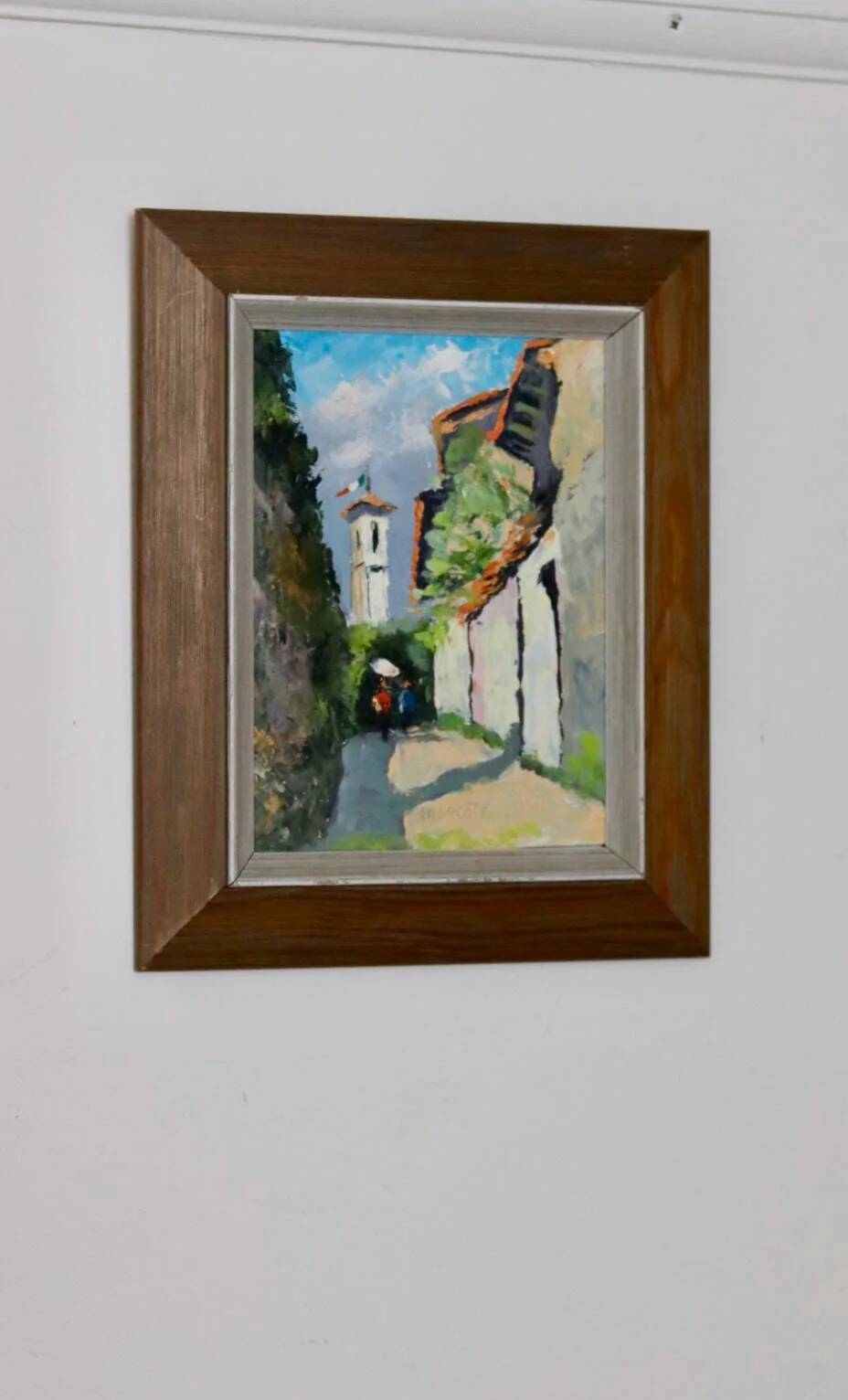 Swedish oil painting on panel "Morcote" – vintage and framed