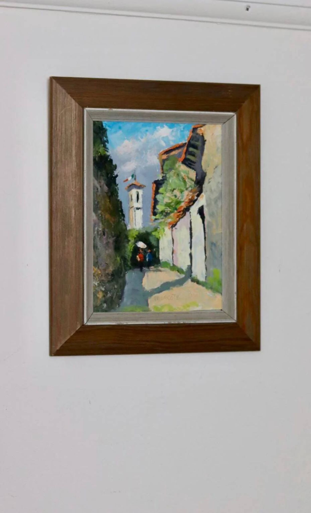 Swedish oil painting on panel "Morcote" – vintage and framed