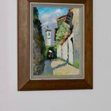 Swedish oil painting on panel "Morcote" – vintage and framed