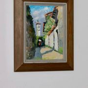 Swedish oil painting on panel "Morcote" – vintage and framed