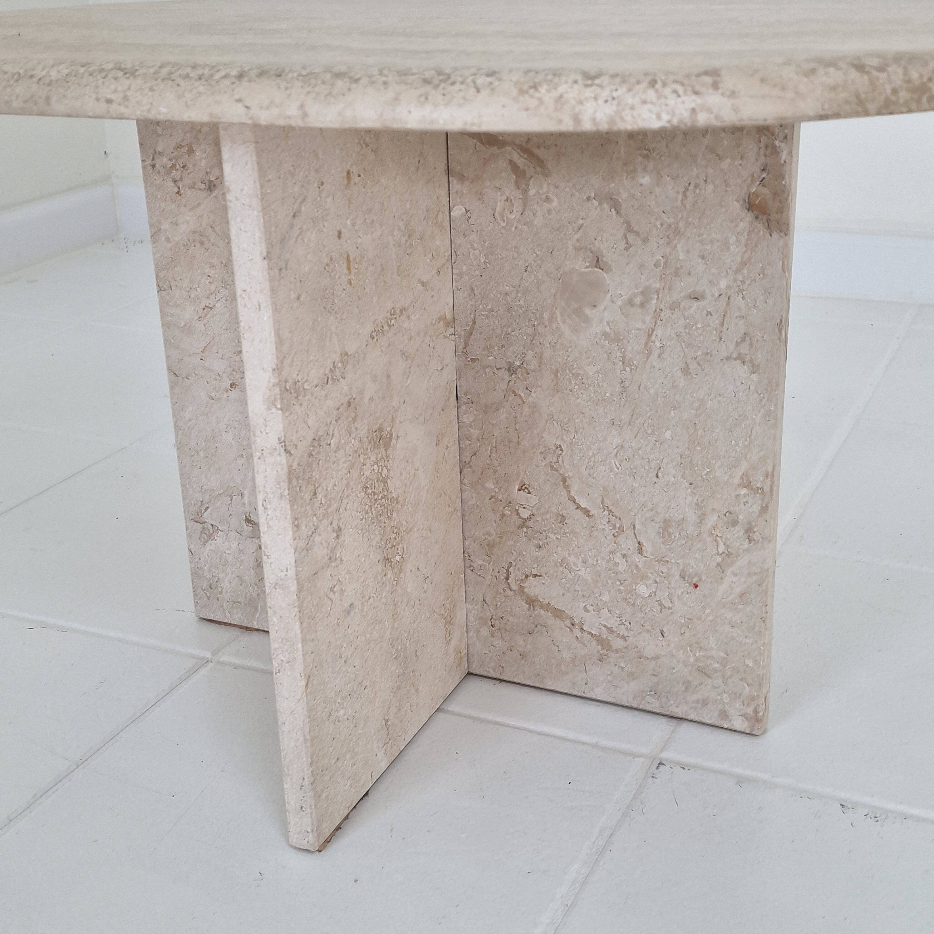 Travertine Coffee or Side Table in Teardrop Shape, Italy 1980s