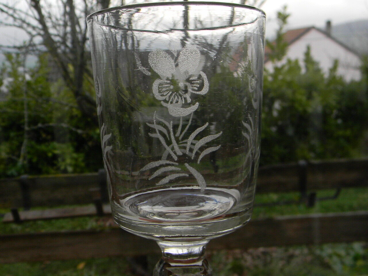 Glass blown glass engraved with acid late nineteenth