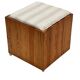 Vintage pinewood stool side table with compartment 70s design