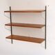 Vintage Scandinavian wall floor in teak metal and brass