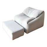 Fauteuil et ottoman "Plumy" de Annie Hieronimus, Cinna, 1980